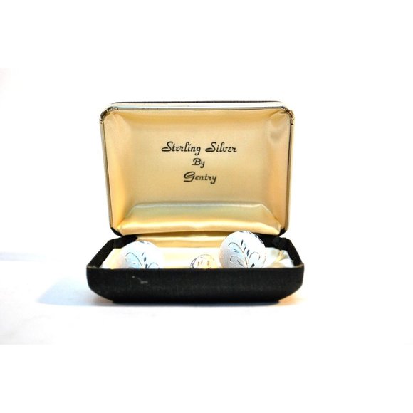 Vintage Gentry Genuine Sterling Silver Cufflinks And Tie Tack With Box - Picture 1 of 4